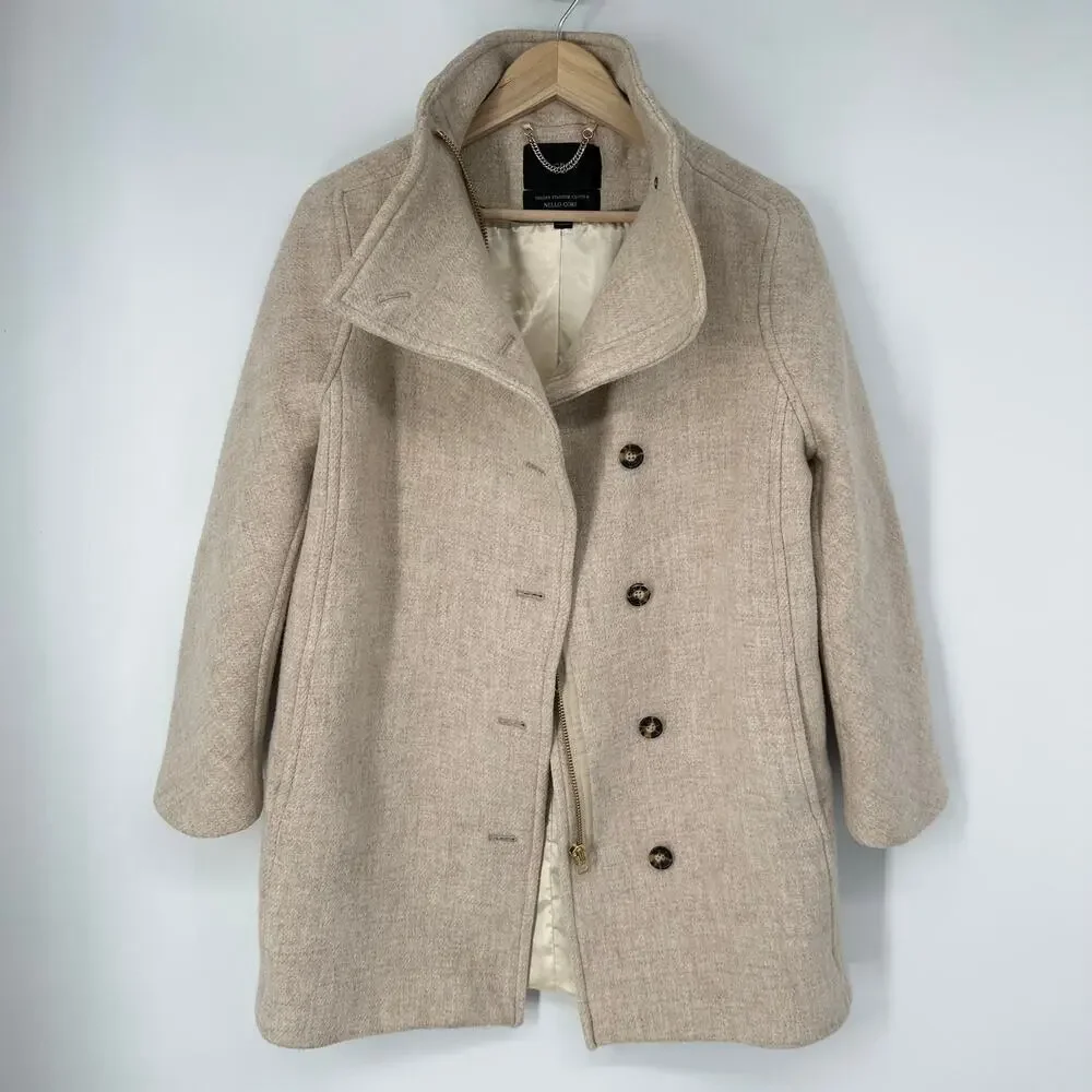 J. Crew Villa Coat in Italian Stadium Cloth Nello Gori Wool Blend Heather Sand - Picture 14 of 16